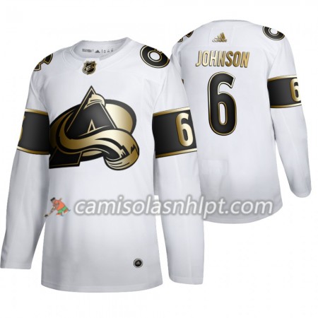 Camisola Colorado Avalanche Erik Johnson 6 Adidas 2019-2020 Golden Edition Branco Authentic - Homem